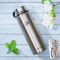 대형보온병 이중진공 단열 스텐 1100ml 보온병 190ml종이컵증정, 실버