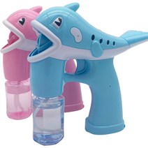 (무료배송)1+1 돌고래 버블건 리필액 건전지 포함 비눗방울 놀이, 파랑+분홍