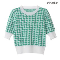 에이비플러스 ab.plus 하운드 패턴 포인트 반팔 니트 (LSX2MW32A)
