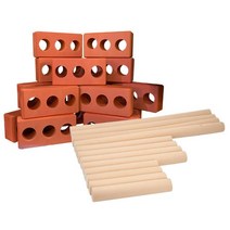 어린이 벽돌 집짓기 놀이교구 대형 빅블록 레드 40pcs 아기교구 아기블럭