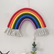 울트라패션 마크라메 핸드메이드 월행잉 드림캐쳐 테피스트리 인테리어 감성 소품 방꾸미기, A06_깔끔 7색 비비드 무지개