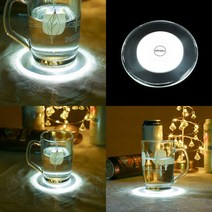 홈파티 원형 LED 컵받침 10X10CM 퓨어화이트 컵받침대 LED티코스터