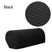 2PCS/ New Stretchy Premium Fit Chair Sofa Armrest Covers Fleece Couch Arm Protector, 07 black