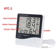 lcd 디지털 온도 습도 측정기 홈 실내 야외 전자 온도계 습도계 weather station with alarm clock, 협력사, HTC-2