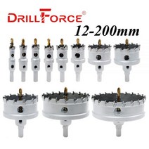 제설송풍기 엔진브로워 제설기 엔진 낙엽 송풍기 Drillforce-12-200mm TCT 구멍 톱 드릴 비트 합금 카바이드 코발트 스틸 커터 스테인레스 플레이트 철 금속 커팅 키, 190mm