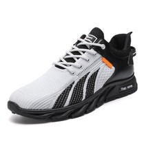 남성 운동화 스포츠 통기성 하이킹 경량 트레이너, Black White, US Size 6=Tag Size 39