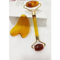 얼굴괄사 마사지롤러 옥괄사 두피 Guasha-마사지 도구 페이스 넥 바디 스파 마사지 롤러 구아샤 스크레이, 05 Brown Set