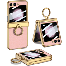 HODEN 가죽 골드링 마그네틱 힌지 풀커버 갤럭시 Z 플립5 Z플립4 Z플립3 제트플립5 일체형 케이스