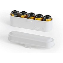 kodak 필름 케이스 - 35mm 필름 5롤용 - 필름 롤을 분류하고 보호하기 위한 소형 복고풍 강철 케이스(은색)(필름은 포함되지 않음), 하얀색