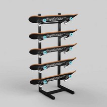 스노우 보드 거치대 철제 선반 진열장 롱 스탠드 진열, 블랙 플로어 스탠딩(25x25x68CM) 4단