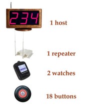 푸드 트럭 스낵카 레스토랑 Hookah Buzzer 1 호스트 + 리피터 향상된 앰프 2 방수 시계 18 버튼 식품 코트 교회 카페, EU, 04 black black