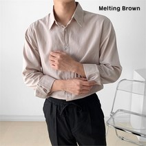 [로즈블로썸] [멜팅브라운] 남자 코튼 린넨 셔츠 남성 캐주얼 셔츠 (9077737)