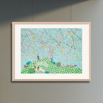 제주생활의 중도(150 Ed) 이왈종 판화 액자추가가능, 원목관액자화이트