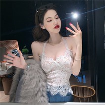 빨강몽키 9269 레이스 홀터넥 나시 이너 티 블라우스