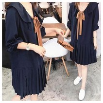 목 리본 프릴 루즈핏 치마 긴팔 원피스 빅사이즈 예쁜 봄 가을