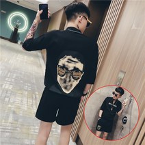 여름스포츠반바지 건달카리스마 남성의류세트 멋진 반팔 트렌드 한세트 인싸템 캐쥬얼 운동 얇은 566088140