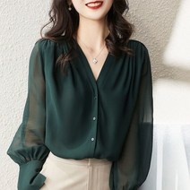 스타일 긴팔 프릴 블라우스 여성용 오피스 레이디 상의 봄 여름