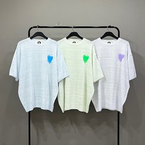 맨스토리 여름 오버핏 하트 린넨 보카시 라운드 니트