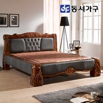 동서가구 명가흙 고급 미송원목 가죽 명품 황토볼 퀸 Q 흙침대 DF635856, 엔틱