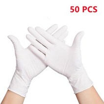 일회용 니트릴 장갑 합성 라텍스 고무 알레르기 무료 식품 주방 청소 작업 블랙 핑크 100 개, M, White 50PCS