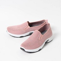 미세스살롱 엄마 쿠션 슬립온 운동화 3cm / 블랙 인디핑크 C8441