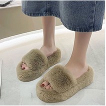 순이들 여성 인조 밍크 털 겨울 슬리퍼