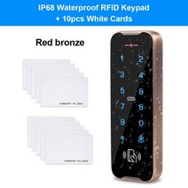 대문번호키 도어락 양문형 자동문 현관문 야외 방수 액세스 제어 키패드 RFID 키보드 시스템 125KHz 카드 리더 금속 터치 컨트롤러 Wiegand2634 초인종, Red with cards