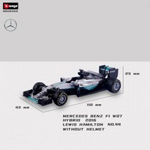 비행기프라모델 비행기모형 Bburago 1:43 2022 F1 메르세데스-AMG W13 #44 해밀턴 #63 러셀 포뮬러 레이싱 팀 다이캐스트 합금 자동차 모델 장난감 컬렉션 헬, 2016-W07-44