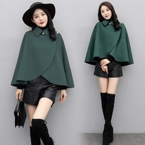 Mao모직 코트 가을 새로운 단색 망토 짧은 유행 서양식 목도리 코트