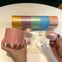QDY 반짝반짝 마카롱 펄컬러 테이프볼 워터볼 말랑이 장난감 4.8CM 6롤세트, 5세트 총 30롤, 오렌지