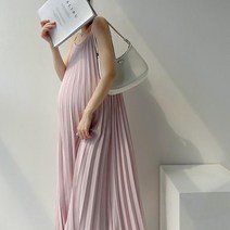 여름 임부복 민소맨 롱원피스 루즈핏 플리츠 쉬폰 나시 원피스 빅사이즈