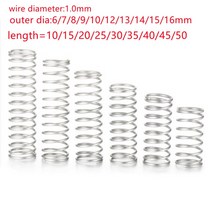 태엽 스프링 인장 볼트 코일 금형 스파이럴 대형 용수철 10 개몫 1.0mm 스테인레스 스틸 마이크로 소형 압축 od 6-15mm 길이 15mm 50mm, 8mm, 30mm