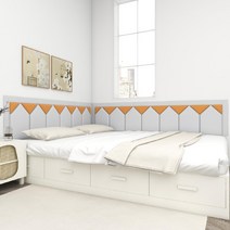 침대헤드보드 붙이는 침실 벽 패널 스티커 벽지 프레임 쿠션 슈퍼 싱클 킹 퀸 헤드 더블, C타입 오렌지