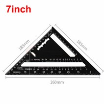 다기능 목공용 측정기 각도자 직각자 눈금자 7393912quot 삼각형 각도 각도기 woodworking miter speed square 측정 건물 도구, 7인치 알루미늄