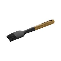 STAUB 페이스트리 브러시 고르게 윤이 나는 및 고기 굽기에 적합 내구성이 BPA 프리 무광 검정색 실리콘 아카시아 나무 손잡이 달라붙지 않는 요리 표면에 안전함