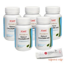 하이웰 프리미엄 해조 천연칼슘 120캡슐 600 5통 (올리브비누+치약 증정) / Hiwell Natural Calcium 600, 600mg, 5개