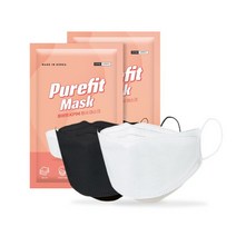 국내생산 퓨어핏 쿨 황사 방역 마스크 KF94 화이트 블랙 50매 100매 대형 초미세먼지 마스크, 퓨어핏 KF-94 화이트 100매