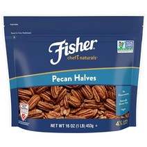 Fisher 피칸 반쪽 453.6g16온스 무염 방부제 없음 천연 글루텐 프리 GMO 비건 팔레오 케토 너트, Halves_16 Ounce (Pack of 1)