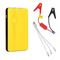 자동차 점프 스타터 멀티 카 스타트 휴대용 20000mah 600a 전원 배터리 은행 12v 비상 부스터 시작 장치 usb 손전등 포트 2.0l 가솔린, 노란색
