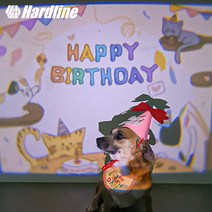 하드라인 강아지 고양이 생일빔 미니빔 포토존 인생샷 생일파티 파티용품 반려동물 빔프로젝터 배경, 울멍뭉생일, 선택없음, 턱받이(블루)