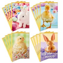Hallmark 부활절 카드 모음 토끼와 병아리(봉투 포함 카드 16장)