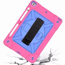보조배터리 IPad 9th 8th 7th 10 2 10.2 A2197 A2429 A2603 어깨 스트랩 태블릿 TPU 실리콘 PC 스탠드 Fundas, [06] rose red blue