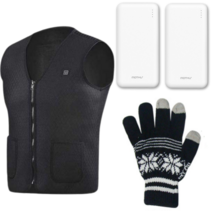 usb 발열조끼 열선 온열조끼 + 배터리2개 +스마트폰터치장갑, 3XL