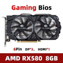 MLLSE 그래픽 카드 AMD RX580 8GB 게이밍 GDDR5 256Bit PCI Express 3.0 x 16 Radeon GPU 컴퓨터 마이닝 비디오, RX580 6Pin