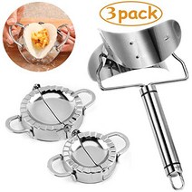 3PCS Dumpling Maker Stainless Steel Dumpling Molds Set 1 Dumpling Skin Wrapper Maker 2 Dumpling Mold, Large (9.5cm)