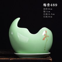 다육이 정원 원예 화분 청자 호접란 특별 화분 트레 대형 세라믹 단순, Meiqing 489(구멍 있음) + 트레이 86, 큰