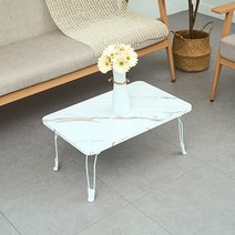 600x400 로아공방 접이식 원룸 테이블 미니, 사각4단 화이트, 골드마블