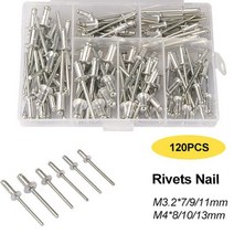 튼튼한 리베터 세트 팝 리벳 건 120p블라인드 리벳 구색 키트 핸드 툴 리벳 너트 도구, 120PCS