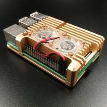 라즈베리파이 아두이노 피코 카메라 모듈 키트 라즈베리 파이 4b 냉각 쉘 금속 4세대 파이4 마더보드 알루미, 5. 더블 팬이 있는 골드 컬러