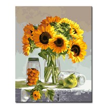 DIY캔버스페인팅 명화그리기 액자 그림 세트 유화 - 정물 40x50, S55_유리병의 해바라기